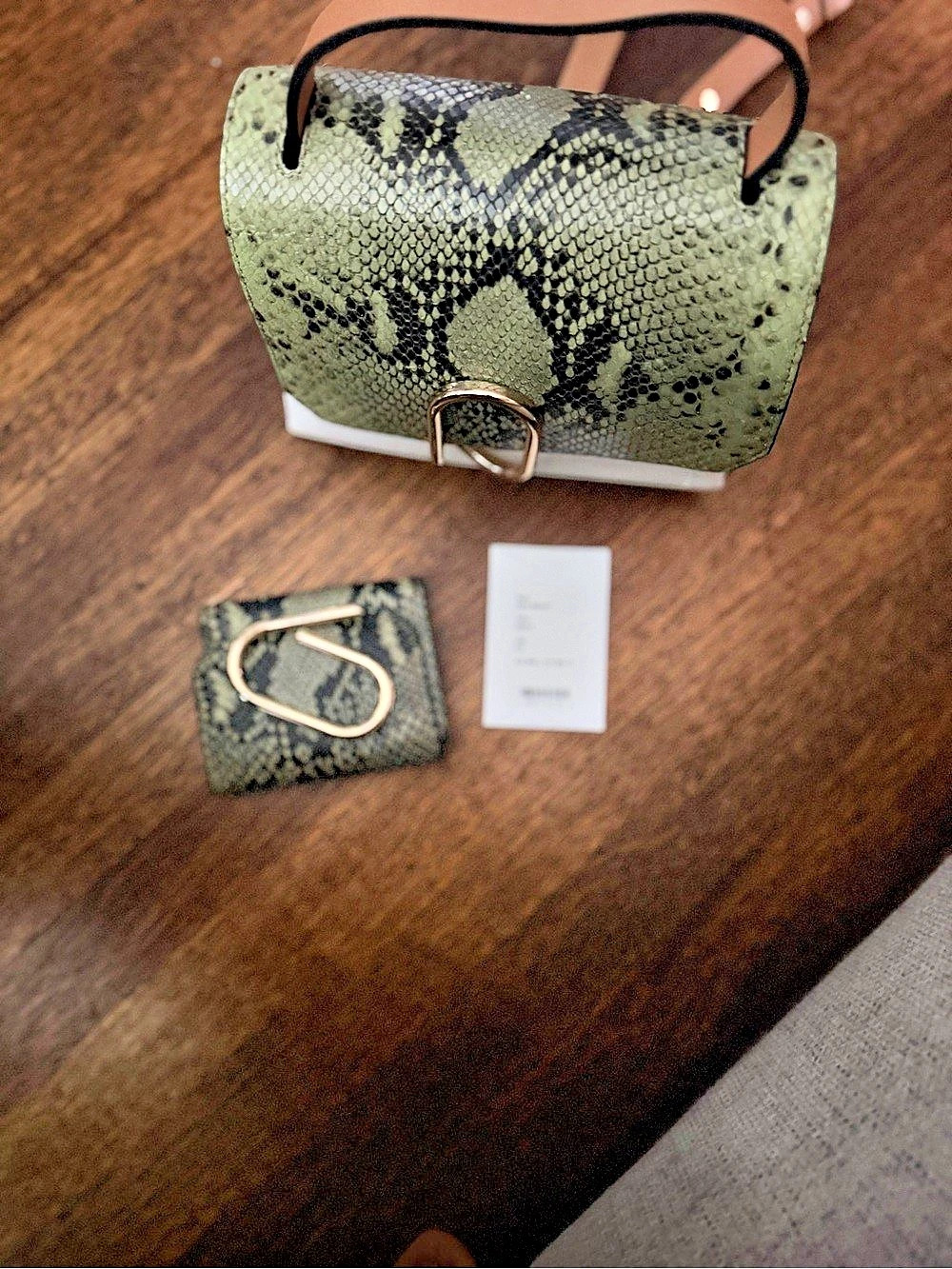 Green Snakeskin-Print Crossbody Bag